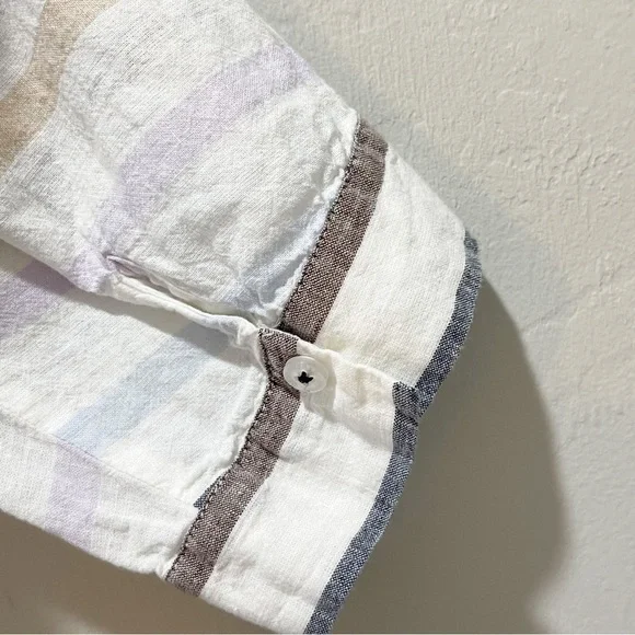 GERRY WEBER EDITION Women’s White Multi Stripe Side Button Lagenlook Shirt Med - Picture 5 of 6